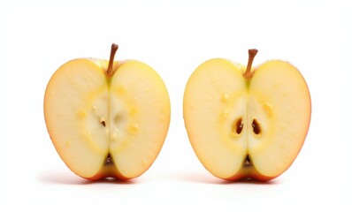 Freshly cut yellow apples displayed whole