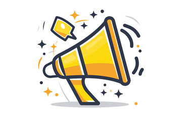 a yellow megaphone with a tag