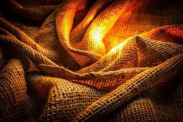 Fototapeta premium Dark Rustic Burlap Background: Night Photography Texture