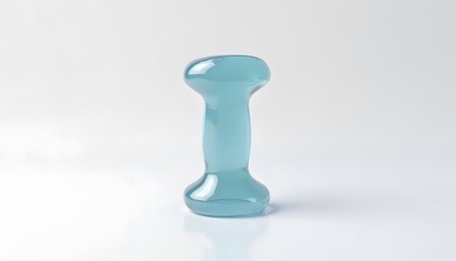 Transparent Blue Glass Dumbbell: A Minimalist Fitness Still Life