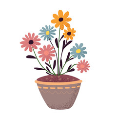 Hello spring, spring flowers set. Hand drawn floral spring prints. Vector for stickers, cards or posters