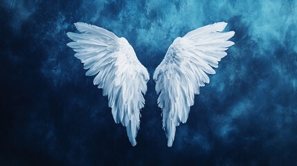 Fototapeta premium White wings on blue background