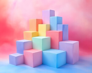 Obraz premium Entrepreneurial Vision Blueprint, Colorful Blocks for Creative Vision and Design Concepts