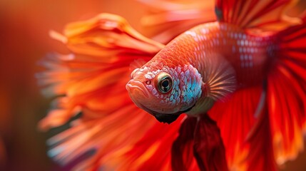 Fototapeta premium Betta Fish Close-Up: Vibrant Colors and Detailed Features