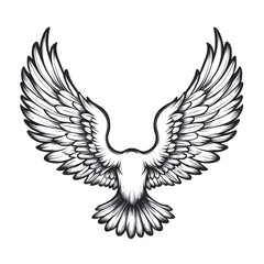 Obraz premium Rear view of a majestic eagle with wings spread wide.