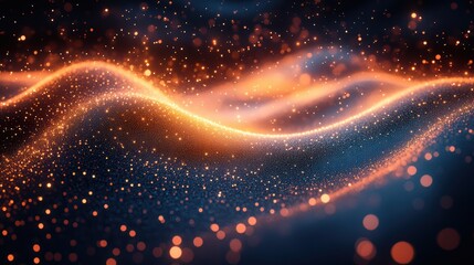 Abstract Digital Waves with Sparkling Particles