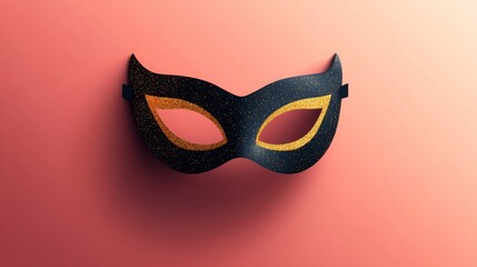 Black Glitter Masquerade Mask on Pink Background - Festive Decor