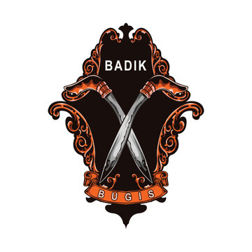 badik art traditional weapon illustrator vector design