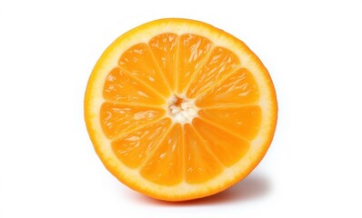 Freshly cut orange slice on white background