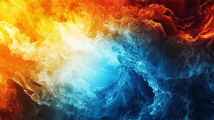 Fototapeta premium Fiery and Icy Abstract Swirl - Energetic Contrast