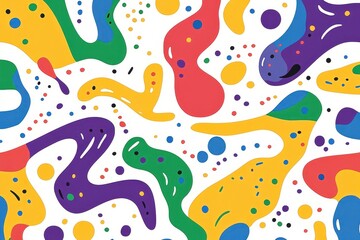 Abstract colorful shapes, blobs, and dots pattern.