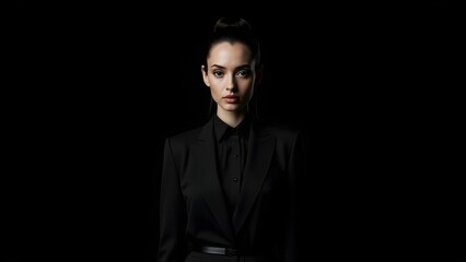 Obraz premium Model Fashion Designing. Model Girl in Black Dress, Fashion