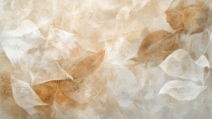 Abstract Beige Leaf Impressions on Textured Background