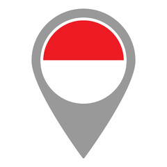 Indonesia flag location pin, flag application, Flag on Location Pin, graphic design, map pointer, vector illustration.