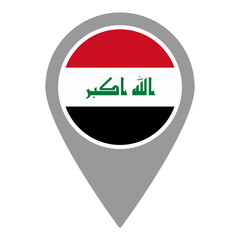 Iraq flag location pin, flag application, Flag on Location Pin, graphic design, map pointer, vector illustration.