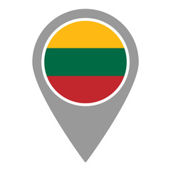 Lithuania flag location pin, flag application, Flag on Location Pin, graphic design, map pointer, vector illustration.