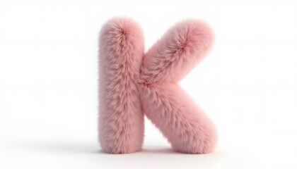 Fluffy Pink Letter K: A Soft and Adorable 3D Render