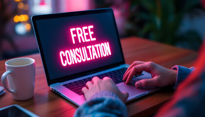 Free Consultation on Laptop, Online Consulting and Virtual Meetings, Digital Advisory Services Online