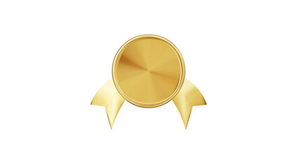 gold medal coin with ribbon empty copy space for design 3D rendering