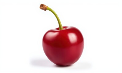 Fresh red cherry on white background