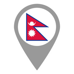 Obraz premium Nepal flag location pin, flag application, Flag on Location Pin, graphic design, map pointer, vector illustration.