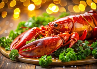 Delicious Steamed Lobster with Bokeh Background - Gourmet Seafood Dinner