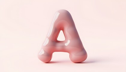 Pink Glossy Letter A 3D Render
