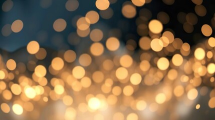 Fototapeta premium A de-focused abstract background featuring shimmering glitter lights in blue, gold, and black hues.
