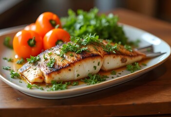 Grilled chicken breast with fresh vegetables
