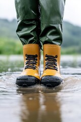 Close-up of sturdy protective boots showcasing durability and comfort for safety in various work environments.