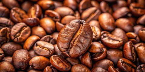 Fototapeta premium Rich brown coffee bean with a slight sheen on its surface, showcasing its natural oils and textures