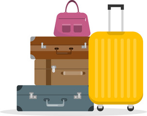 Tourist suitcase, set of tourist suitcases isolated on white background. Vector, cartoon illustration. Vector.