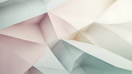 Abstract geometric background with soft pastel colors and layered angular shapes, creating modern and minimalist design