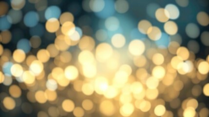 Obraz premium A de-focused abstract background featuring shimmering glitter lights in blue, gold, and black hues.