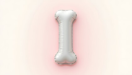 Fototapeta premium Silver Bone-Shaped Balloon on Pink Background