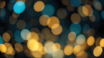 Obraz premium A de-focused abstract background featuring shimmering glitter lights in blue, gold, and black hues.