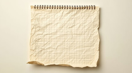 Obraz premium School notebook paper. Diary note page vector. Memo notepad frame with crumpled realistic effect. Grid pattern copybook mockup. Checkered patern template for planner or banner isolated design