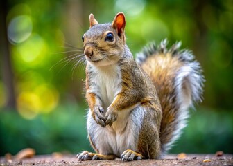 Obraz premium Documentary Style Photos of Squirrels: Standing, Sitting, Left & Right Poses