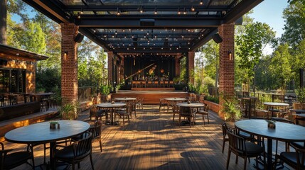 Sunlit Restaurant Patio