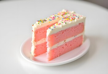 Festive cake made of pink cakes. The concept of a holiday, birthday, anniversary
