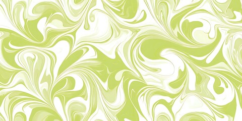 Abstract lime green and white marble swirls pattern.