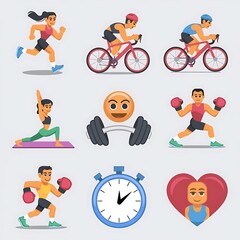 Dynamic Fitness Emoji Pack 10 Action-Packed Icons for Body and Fitness Enthusiasts