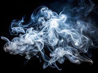 Wispy White Smoke Cloud Rises Against Black Background