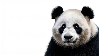 A panda sitting peacefully and isolated on a white background, soft fur and adorable expression