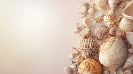 Obraz premium Seashells Beach Summer Ocean Coastal Decor Background