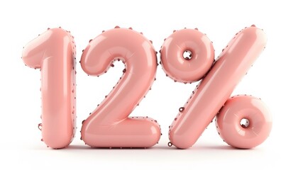 Twelve Percent Off: Pink Balloon Numbers Representing a Discount