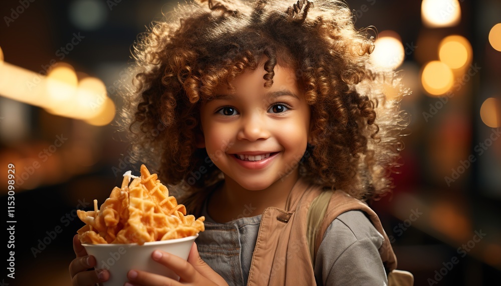 Wall mural child with christmas gift