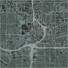 Map of Atlanta center in Georgia in a smooth dark style. Contains layered vector with roads water, parks, etc.