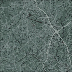 Map of Smyrna in Georgia in a smooth dark style. Contains layered vector with roads water, parks, etc.