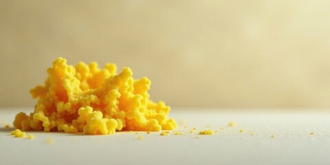 Abstract Yellow Crystal Formation on Neutral Background, Resembling a Miniature Coral Reef